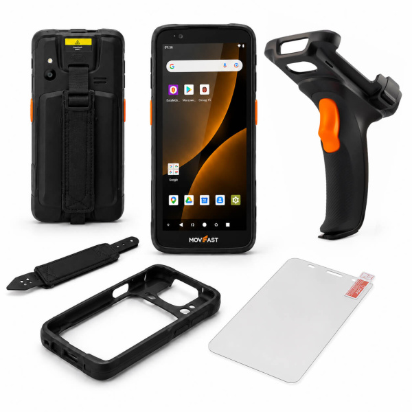 Комплект ТСД S55 Android 13, 4GB/64GB (пист. рукоятка, чехол, стекло, ремешок)